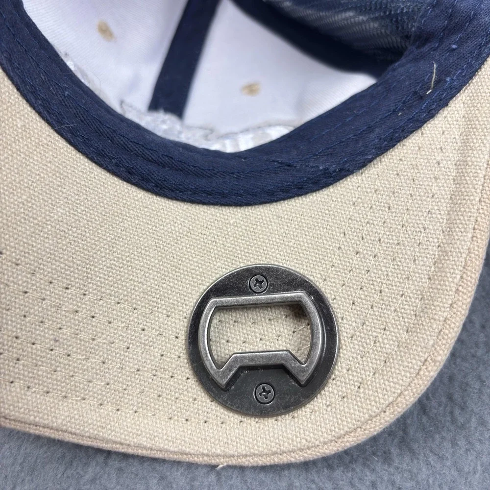 Corona Beer Stylish Hat Tan Navy Mesh Snapback Cap Metal Logo Bottle Opener OSFM